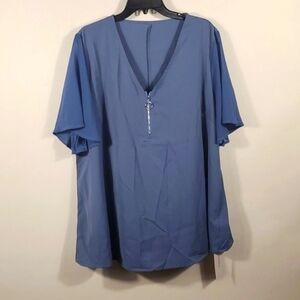 BloomChic V-Neck Blue grayish  blouse Size 18-20 (2Xl) NWTG
